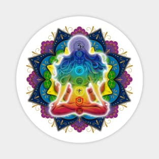 Mandala woman meditating chakras Magnet